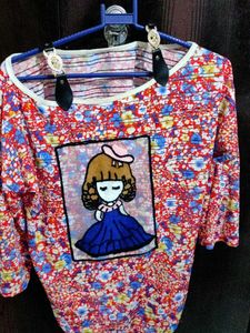 Cute Cartoon Print Top