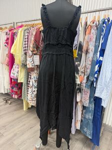 Chic Black Smocked Midi Dress