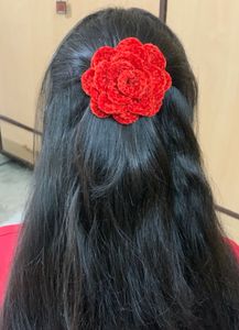 Red Velvet Rose Hair Clip