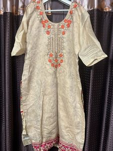 Women Tailor Made Kurta Brown With Embroidery