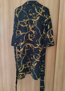 🖤👑 Luxury with the Royal Chain Print Shirt Dress