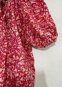 Red &amp; White Batik Print Kurta