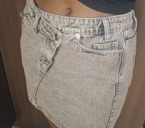 Grey Wash Denim Skirt