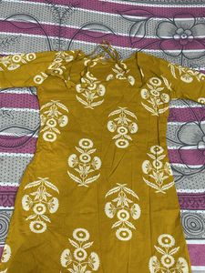 Mustard Block Print Kurta