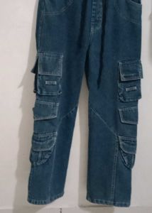 Blue Denim Cargo Pants