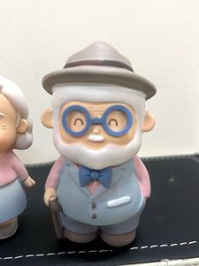 Precious Grand Parents Couple Set of 2 with Dog