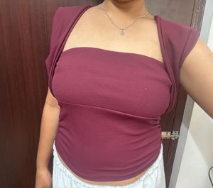 Stylish Maroon One-Shoulder Top