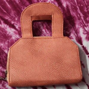 Chic Rose Gold Clutch with Pearl Accent