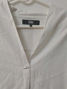 Elegant White V-Neck Blouse
