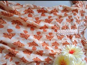 Orange Floral Print Blouse