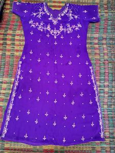 Embroidered Purple Kurta Set
