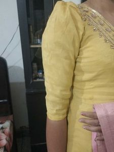 Yellow Kurta with Pink Dupatta