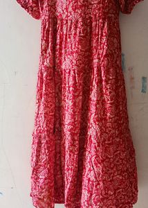Women Fit And Flare Red Maxi Dress