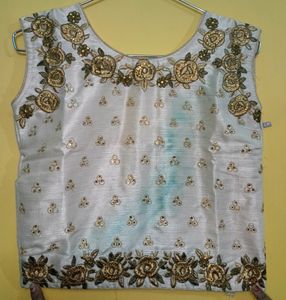 Green Embroidered Skirt And Top