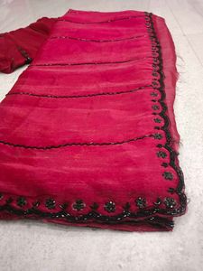 Elegant margenta color Embroidered Saree