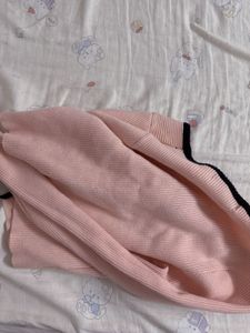 Cute Pink Cardigan with Black Trim