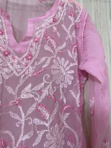 Pink Chikankari Kurta