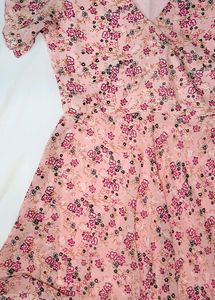 A- LINE Floral Pink Dress