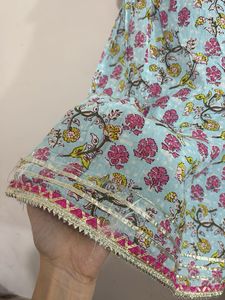 Floral Printed Gotta Patti Kurta with Sharara