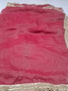 Elegant Maroon saree in tissue silk
