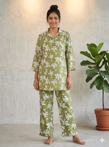 Green Floral Print Co-ord Set