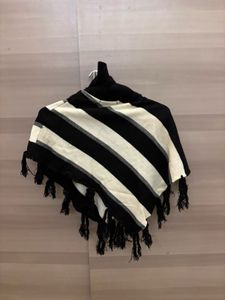 Chic Striped Poncho with Tassels