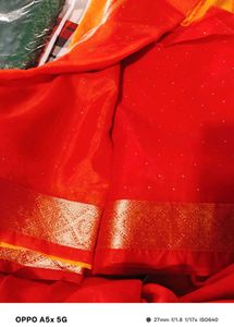 Beautiful Red Saree with Golden Border