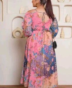 Boho Floral Cold Shoulder Dress with tags