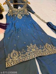 Elegant Teal Embroidered Sharara Set