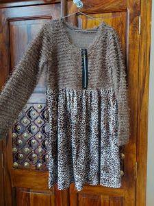 SaturdaySale!! 🐆 Print Brown Velvet One Piec