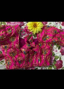 Stunning Pink Silk blouse with Embroidered Blous