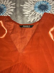 Boho Orange Tie-Dye Mini Dress