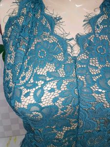 (100)Teal Lace Halter Bodysuit