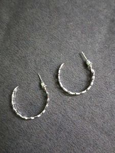 Silver Hoop Earrings with Circle Design