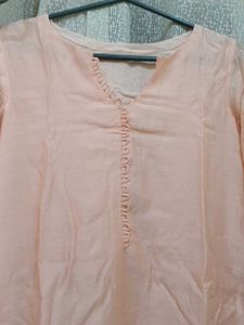 Peach V-Neck Kurta