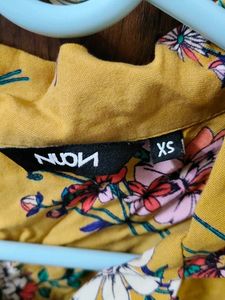 Yellow Floral Tie-Front Crop Top