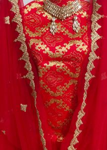 Combo Very Beautiful red Brocade Wedding Suit Fabr