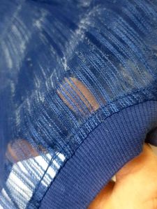 Navy Blue Pleated Mesh Top no 26
