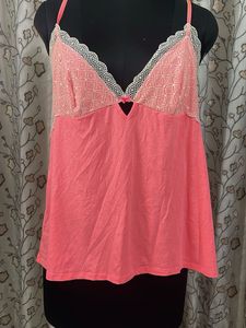 Cute Pink Lace Trim Camisole