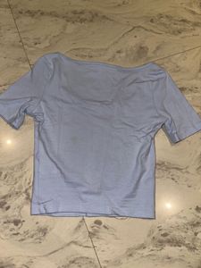 Light Blue Scoop Neck Crop Top