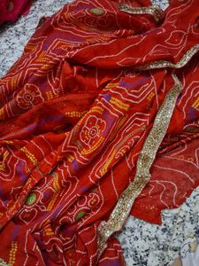 Traditional Red Bandhani Saree