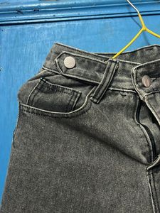 Grey Washed Wide Leg Jeans