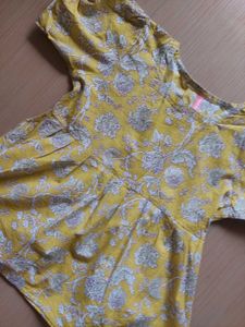 Yellow Floral Print Kurta