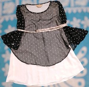 Polka Dot Flared Sleeve Top