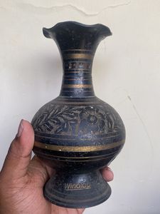 Vintage Brass Vase with Engraving