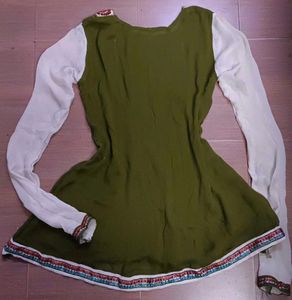 Olive Green Embroidered Dress