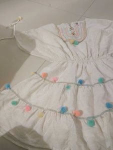 Boho  Pom Tiered Dres