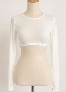 White Long Sleeve Crop Top