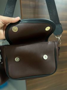 Brown Crossbody Bag with Black Strap