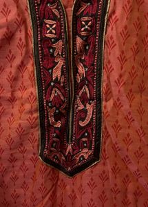 Orange Embroidered Kurta Set with Dupatta and pant